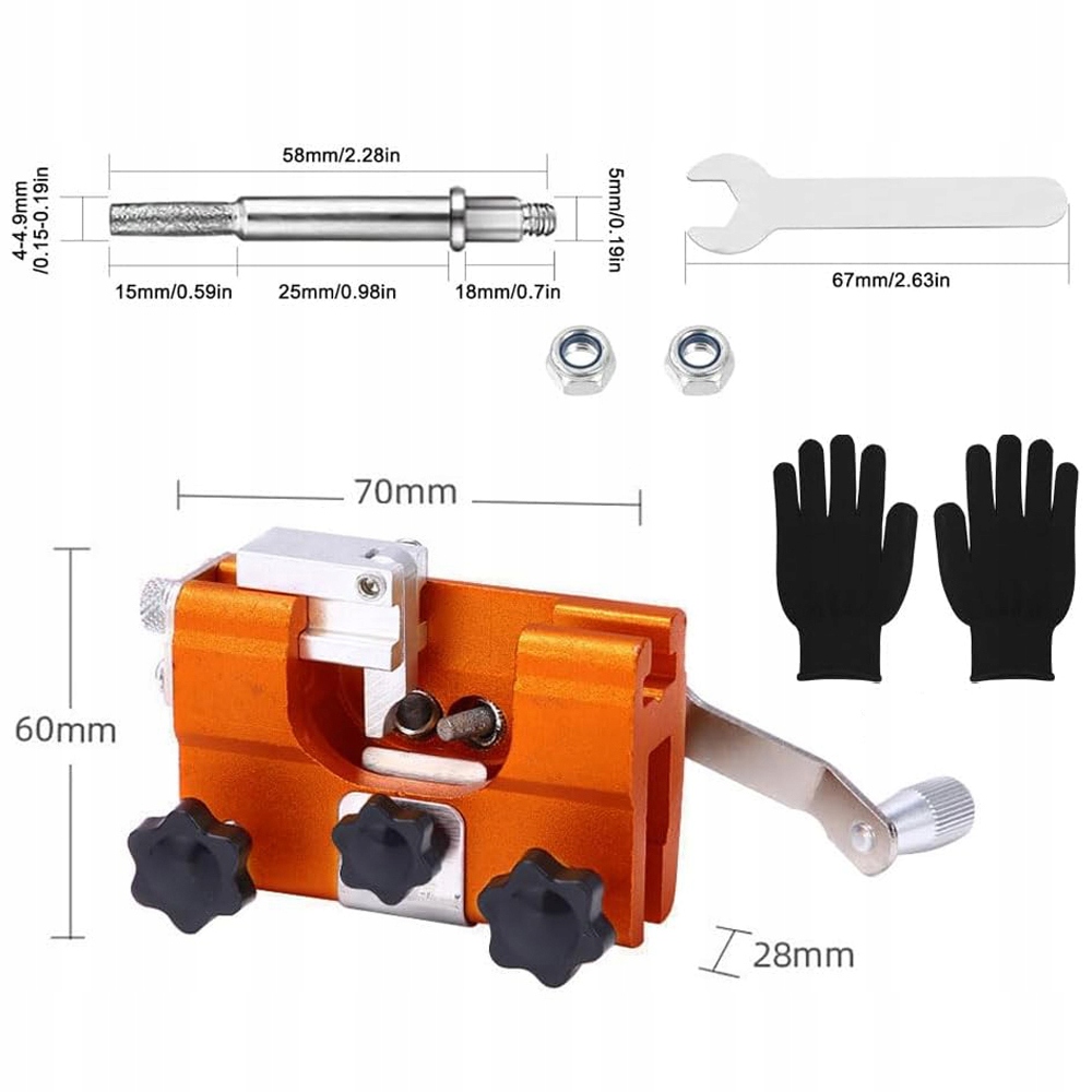 PROFESJONALNA OSTRZAŁKA PIŁ ŁAŃCUCHOWYCH Z RĘCZNĄ KORBĄ ZESTAW 6 ROZMIARÓW Marka Bedee