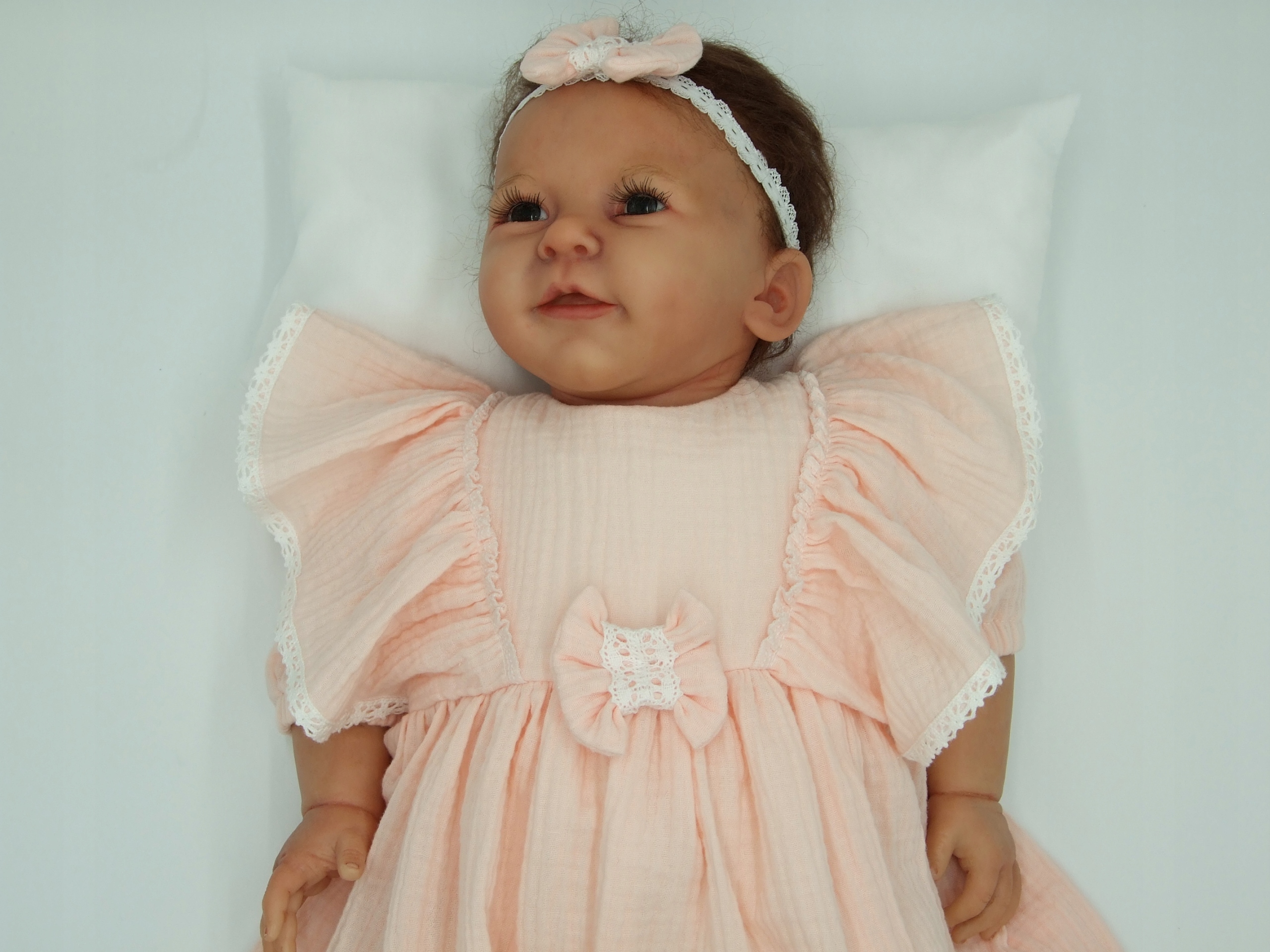 MUŚLINOWA Sukienka do CHRZTU + OPASKA 74r*kolory* Długość sukienki 43 cm