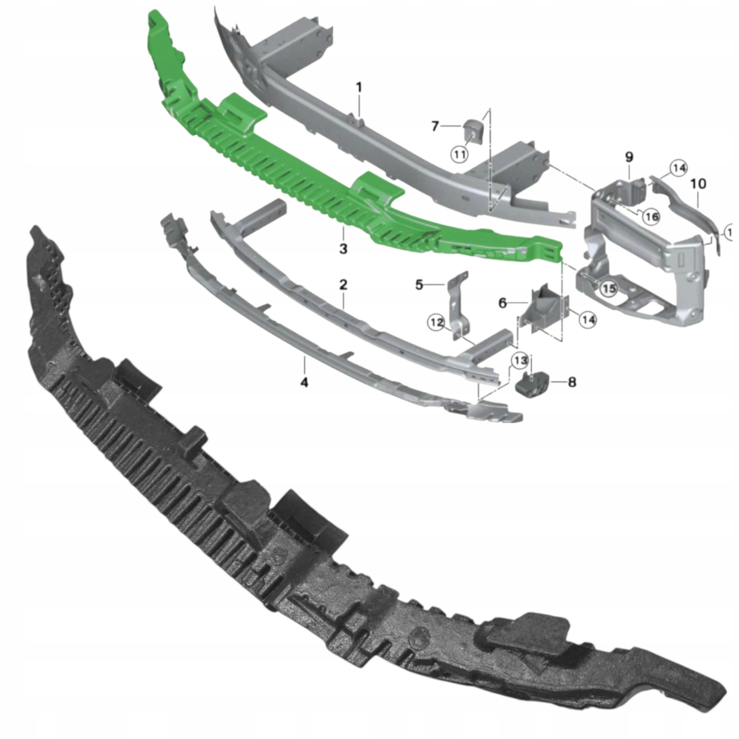 Bmw 5 G30 G31 LCI 20+ Absorber pěna polystyren nárazové vyztužení