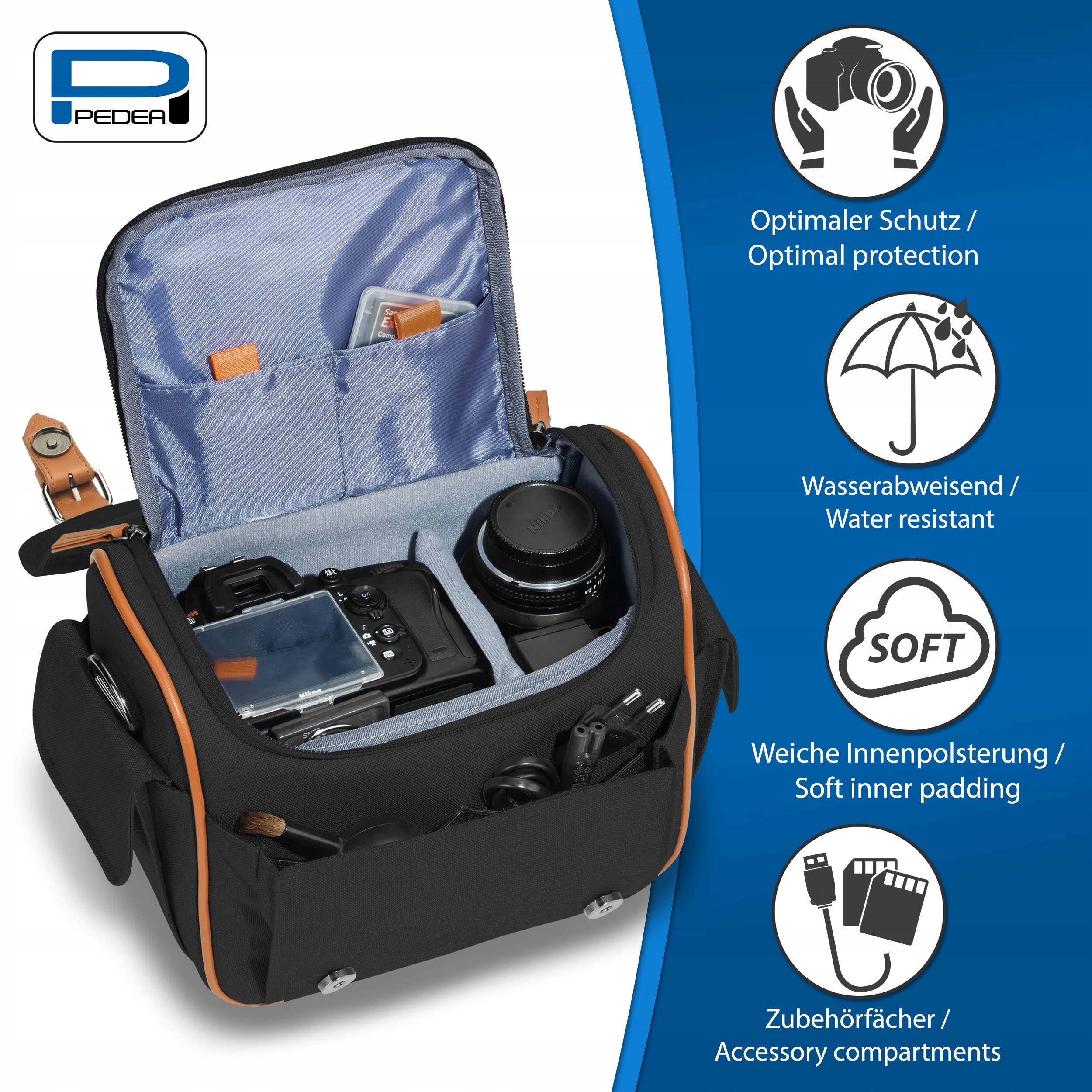 PEDEA Torba Vintage Na Aparat DSLR SLR Systemowy XL Czarna — miniatura 2