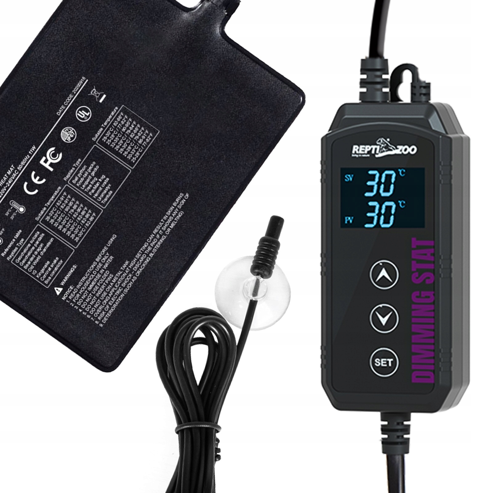Vyhřívací Podložka Digital 6W Pvc S Termostatem Do Terária Repti-zoo 30X20 CM