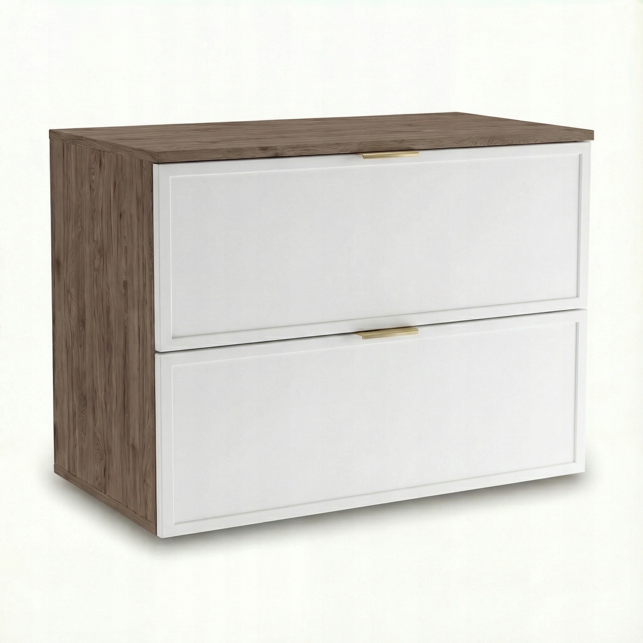 Skříňka pod umyvadlo 80 cm 2 zásuvky Bílá/Ořech Tmavý Roma