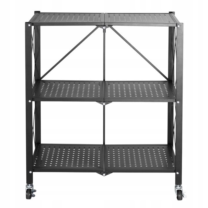 SZAFKA SKŁADANA REGAŁ Z 3 PÓŁKAMI STALOWY CZARNY Wysokość mebla 86 cm