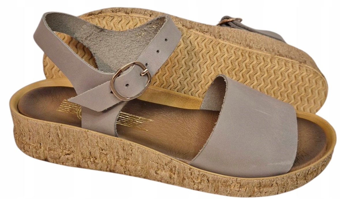 Lemar 40446 Taupe sandály na nízkém podpatku, kůže lico, vel.