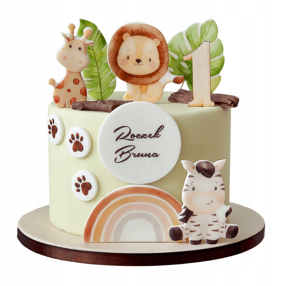 Zestaw Dekoracje na Tort Safari 12 El. 2D