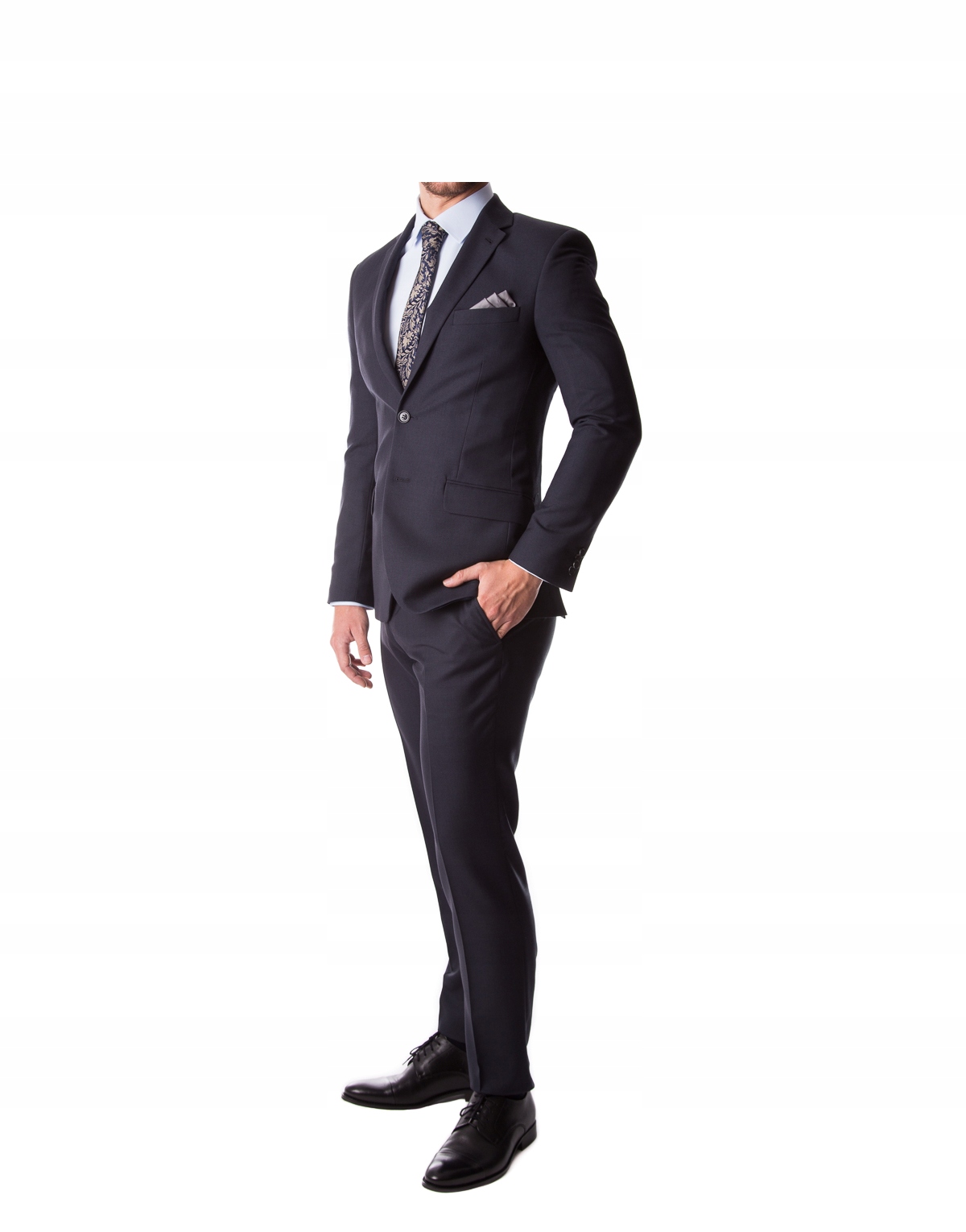 Pánský oblek jednoradový tmavě modrý hladký Slim 182/100/86