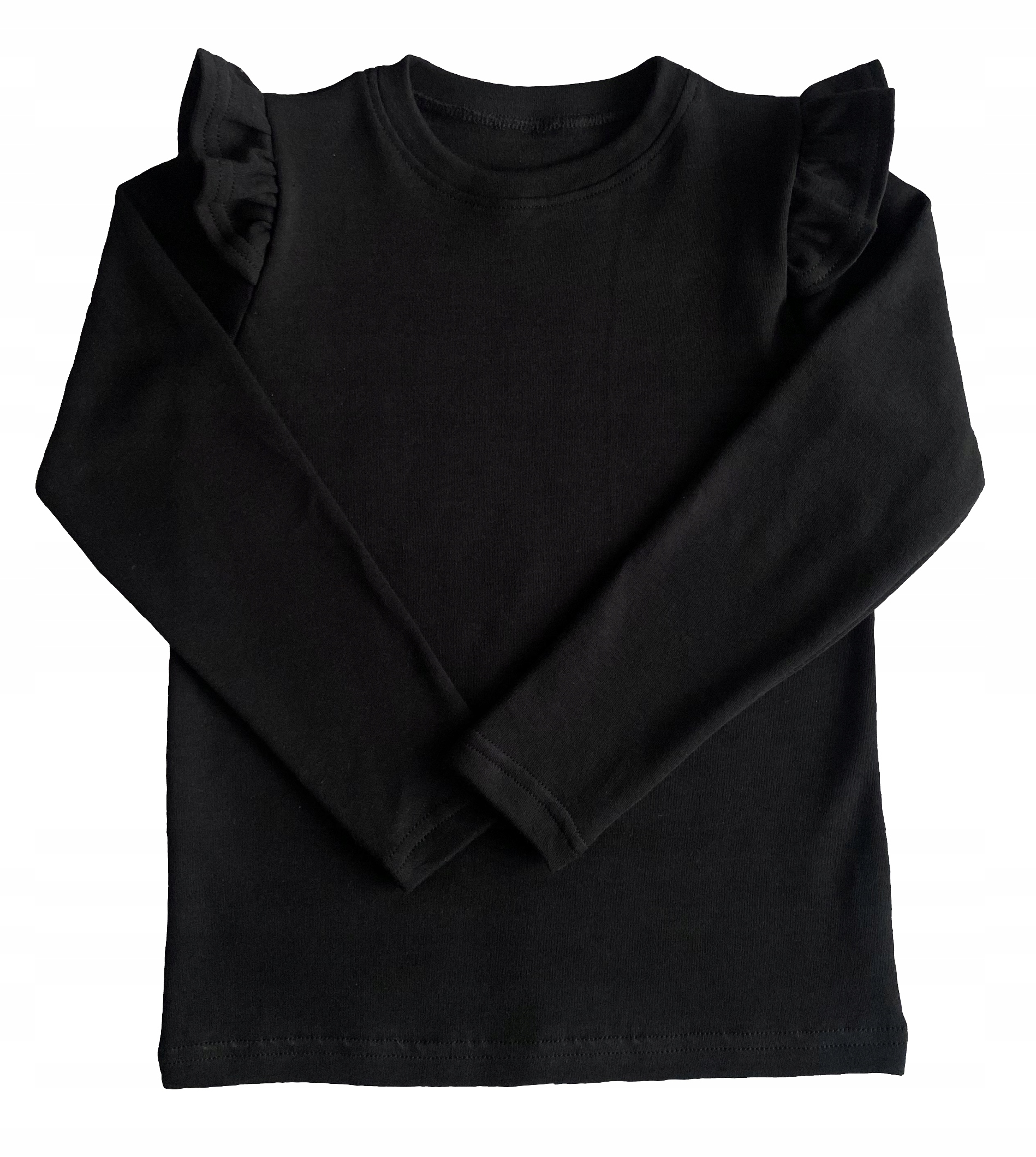 CZARNA DZIEWCZĘCA BLUZKA Z FALBANKĄ ROZ.110