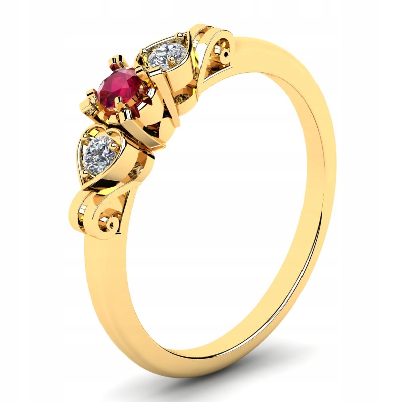 

Pierścionek Złoty Z Czerwoną Cyrkonią Na Zaręczyny