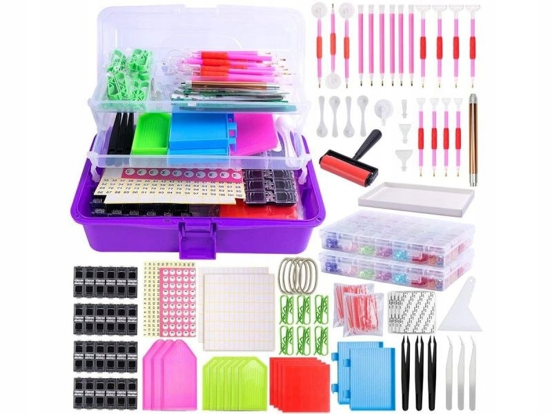 Výšivka Diamantové příslušenství pro Diamond Painting Obrovská Sada Kufřík 574 El