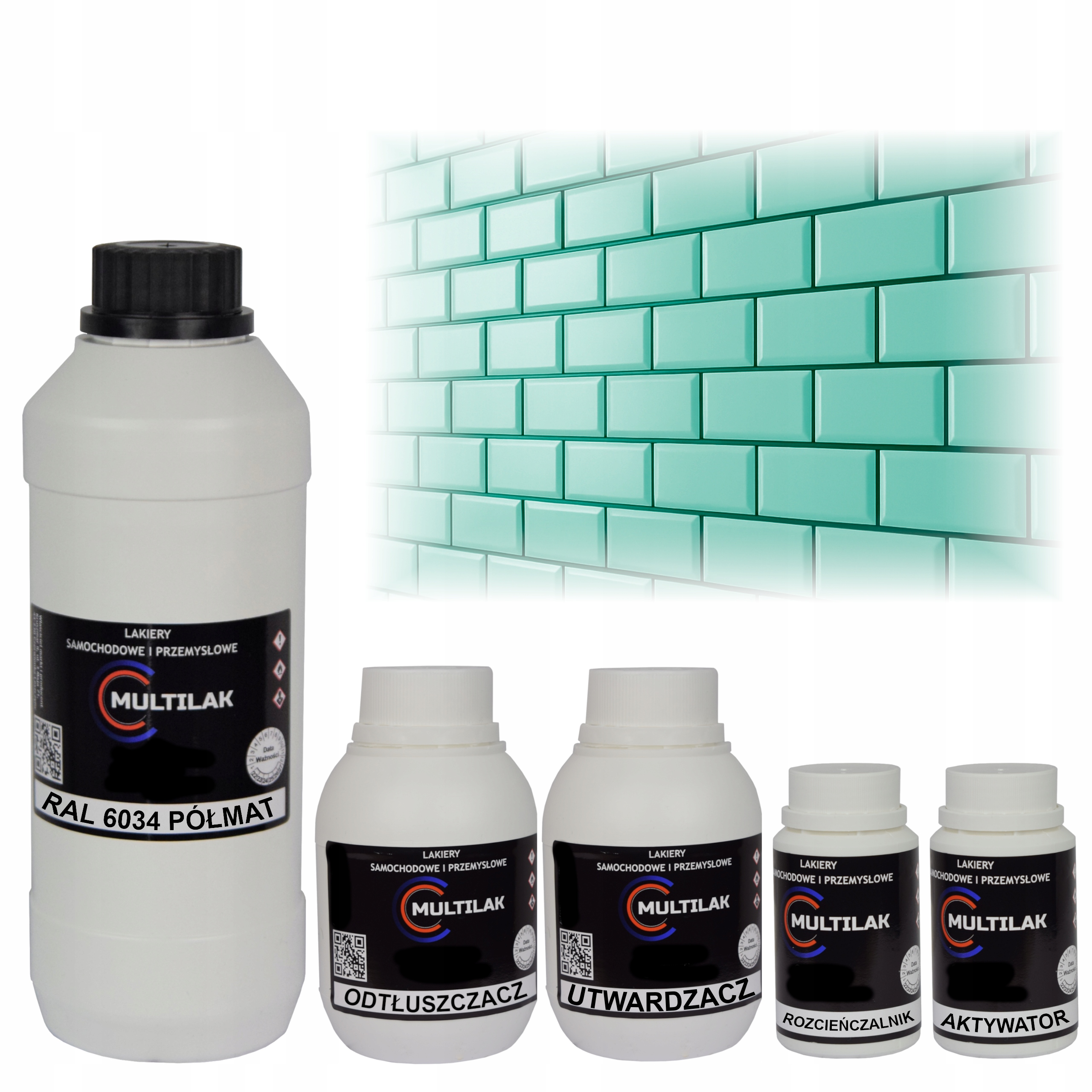 Lak farba Ral 6034 na glazúru dlaždíc a dlaždíc na valček, štetec 1L Polomat