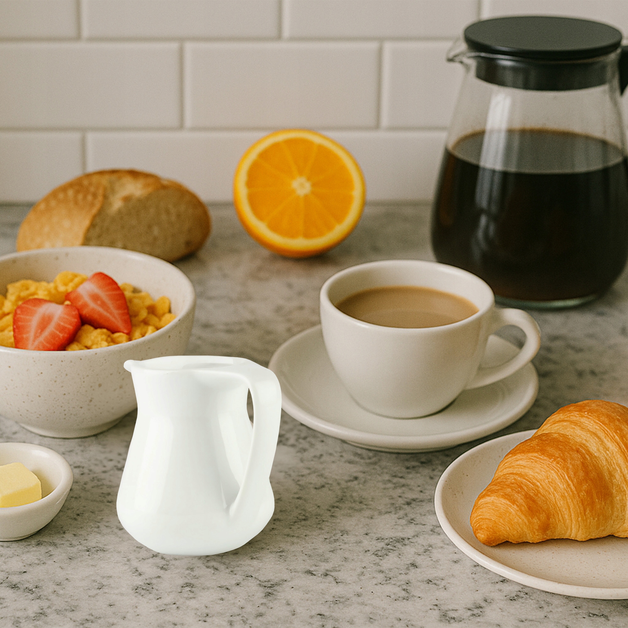 MLECZNIK PORCELANOWY DZBANUSZEK DO MLEKA DZBANEK NA ŚMIETANKĘ SOSY BIAŁY