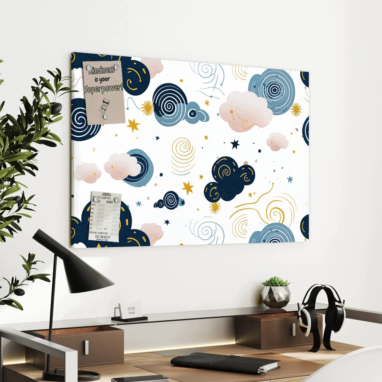 Magnetická tabule Vířící mraky Design 90 × 60 cm