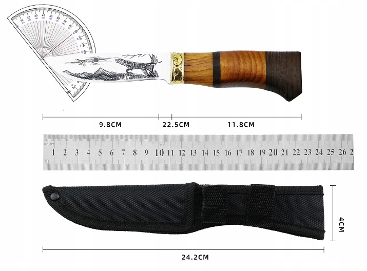 Nóż myśliwski, wojskowy harcerski finka Pies Hunter myśliwy etui ND310