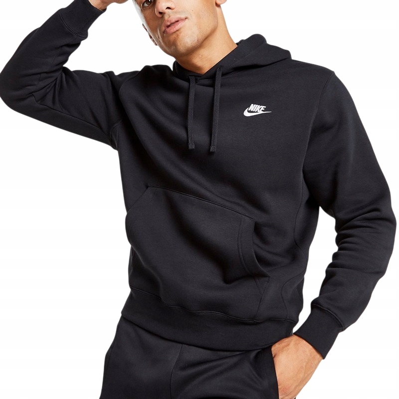 Nike Hoodie Club Swoosh Pánská mikina Černá s kapucí Bavlněná Sportovní
