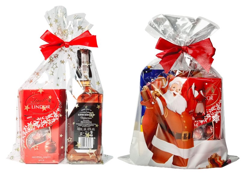 Torebki worki CELOFANOWE foliowe prezenty ŚWIĄTECZNE MIKOŁAJ 25x40 25 szt. Wysokość produktu 40 cm