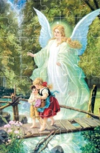 

Puzzle religijne - Anioł Stróż i kładka 13x20cm