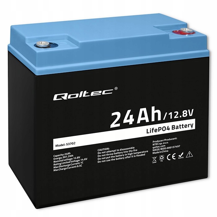 Akumulátor LiFePO4 lithium-železo-fosfátový 12.8 V 24 Ah 307.2 Wh