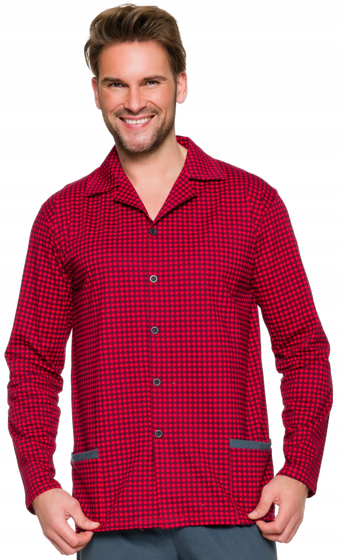 ROZPINANA BAWEŁNIANA PIŻAMA MĘSKA KOŁNIERZYK L Rozmiar L