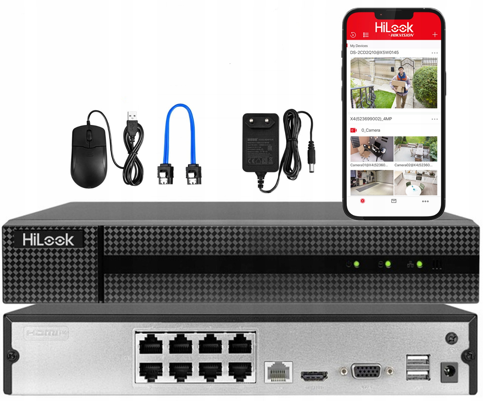Ip rekordér HiLook od spoločnosti Hikvision s prepínačom 8xPoE pre 8 kamier 4MPx