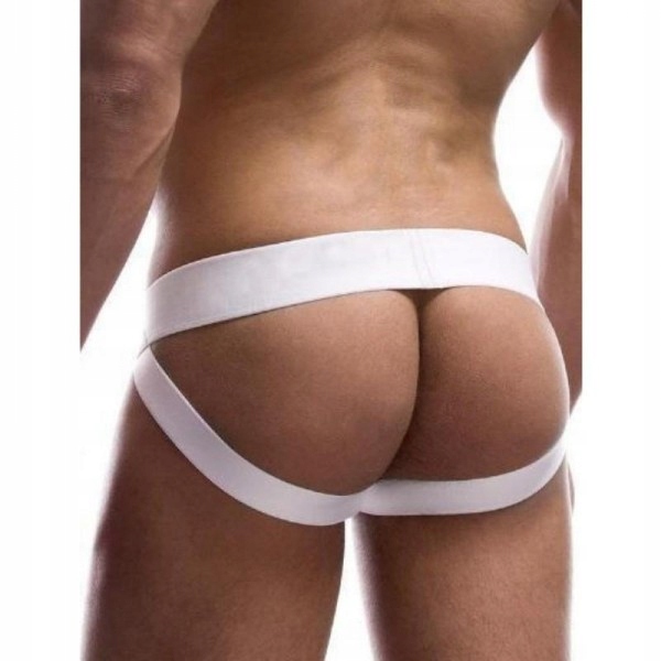 Męskie białe STRINGI slipy jockstrap g-string S/M Rozmiar M