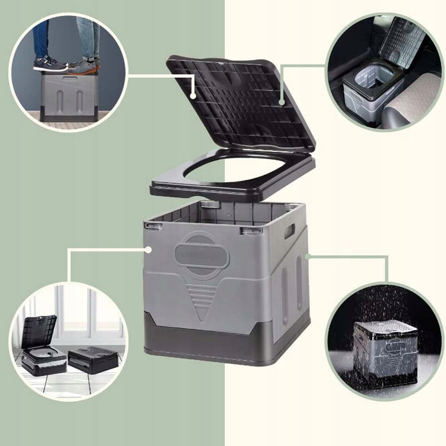 ZEWNĘTRZNA PRZENOŚNA SKŁADANA TOALETA SAMOCHODOWA TURYSTYCZNA CAMPINGOWA Marka bez marki