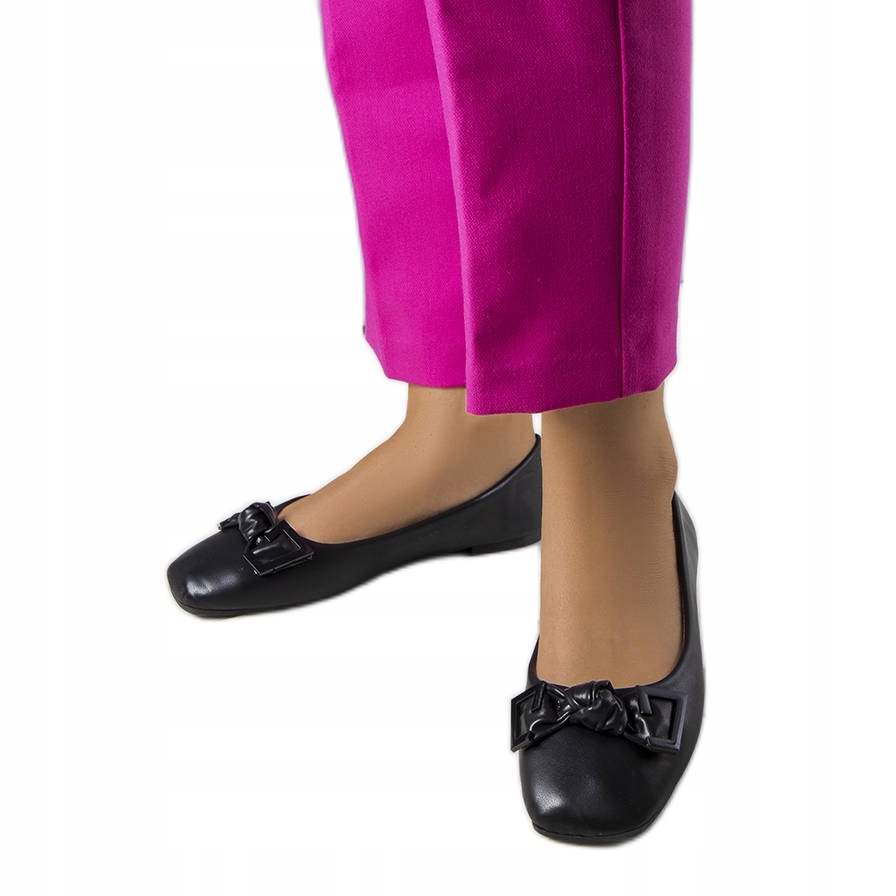 Czarne Skóra ekologiczna Buty Baleriny r.38