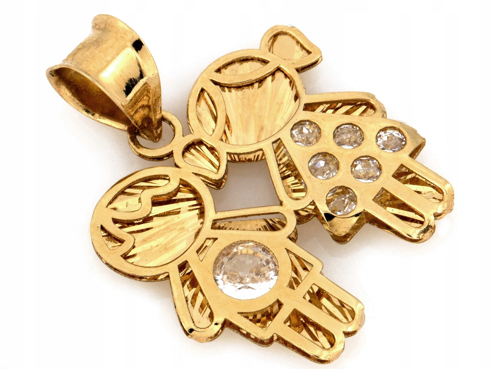 Zlatý přívěsek 585 14k chlapeček a dívka se zirkony 0.69g