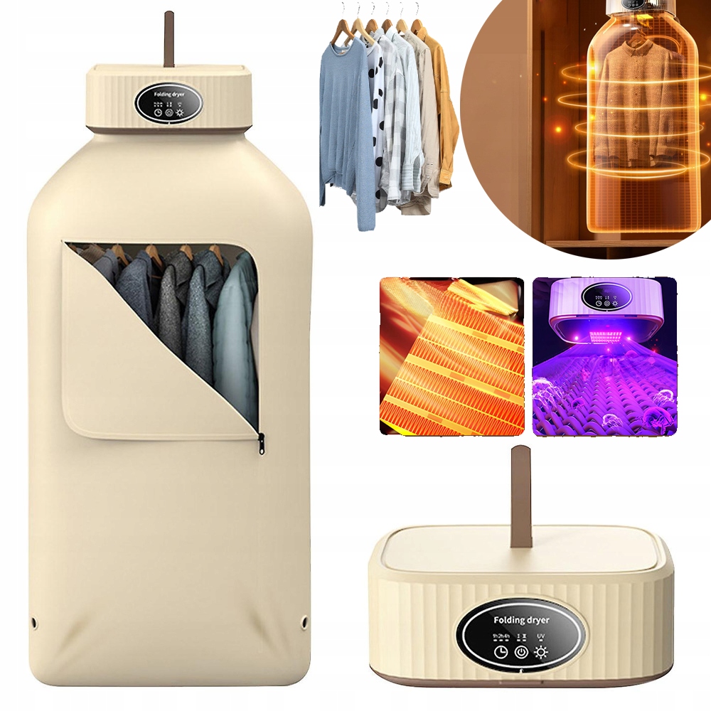 Levně Elektrická Sušák Na Prádlo Sušák Skládací Sušák Přenosná 600 W Béžová