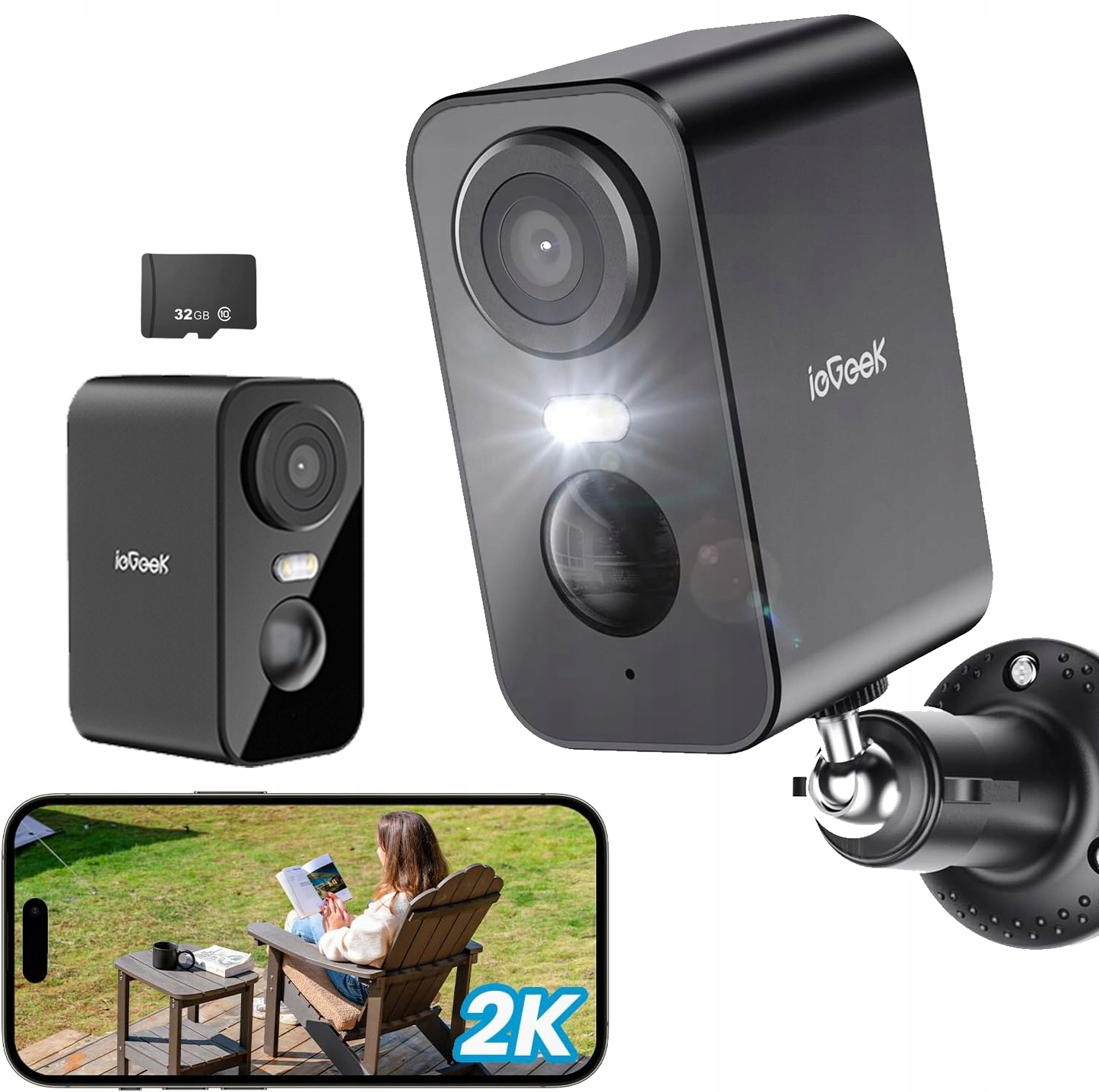 Venkovní WiFi kamera Kamery Baterie 2K 3MPx 4x Zoom Bezdrátové 32GB Sd