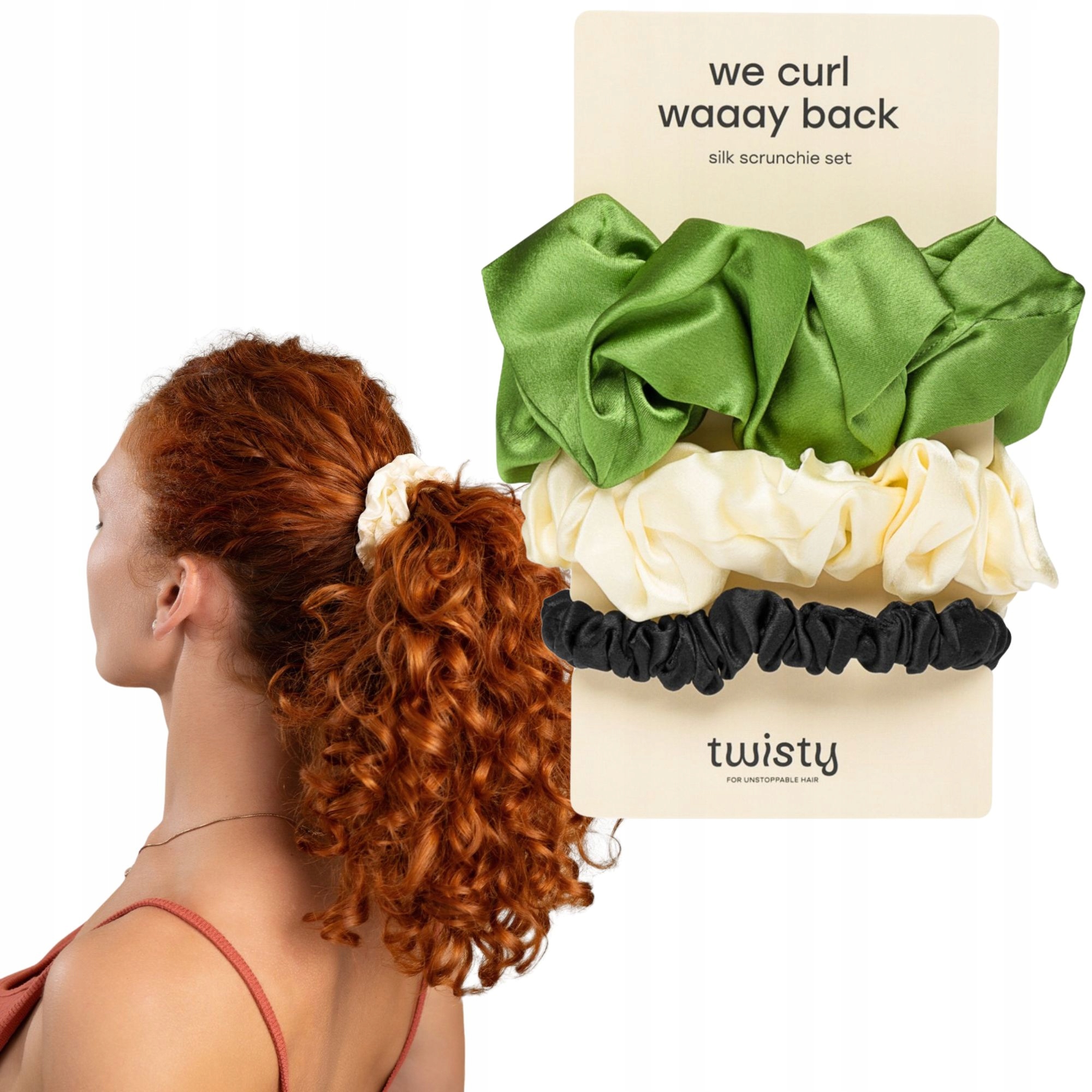 Sada Gumiček Na Vlasy Scrunchie Zabraňují Krepatění a chrání Twisty 3ks