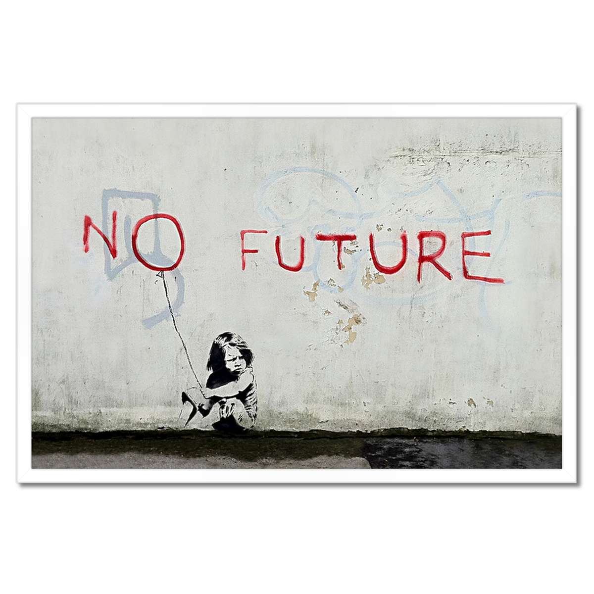 Plakáty v rámu 60x40 No Future Banksy Chlapec