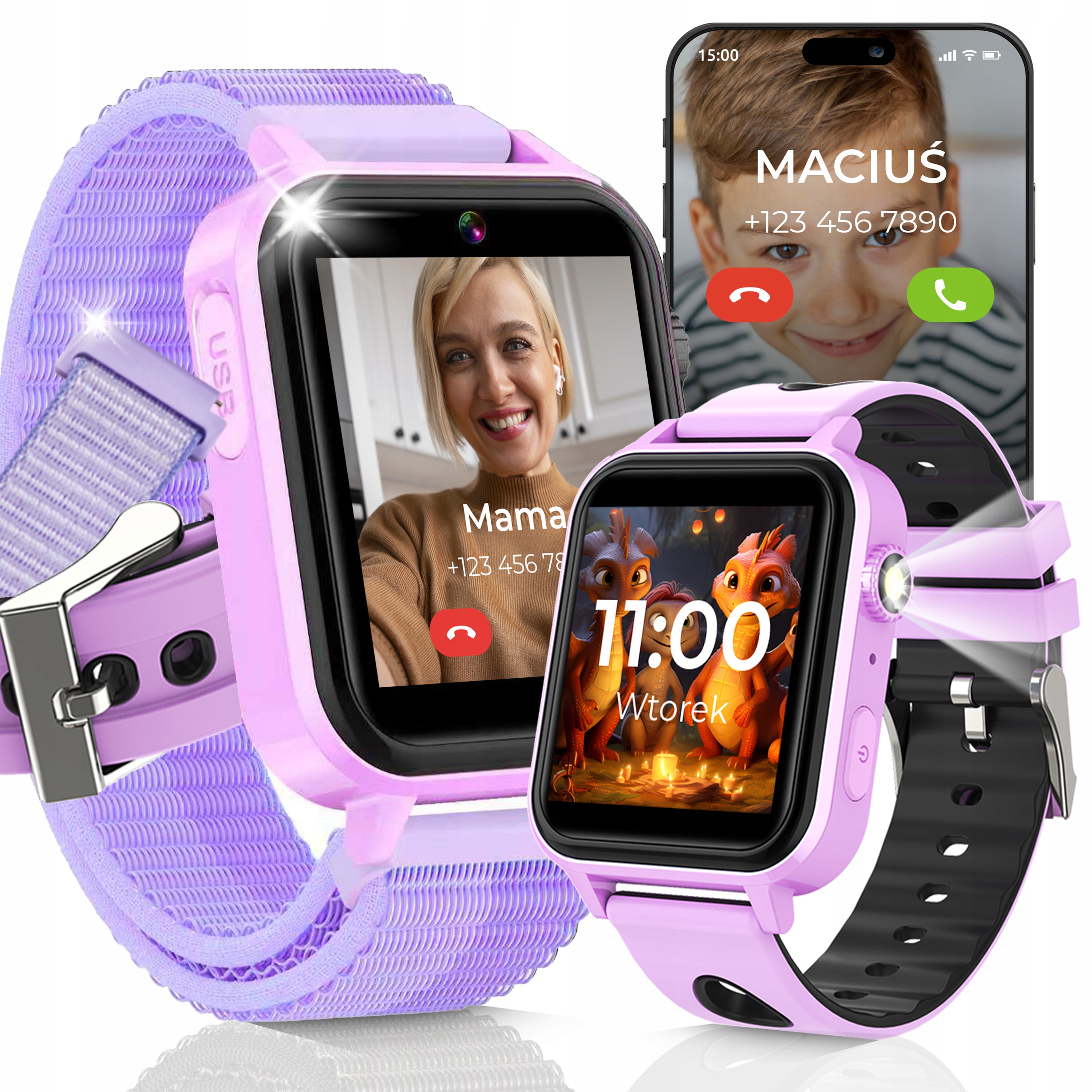 Smartwatch Zegarek Telefon Dla Dzieci Rozmowy Muzyka Gry Latarka Krokomierz