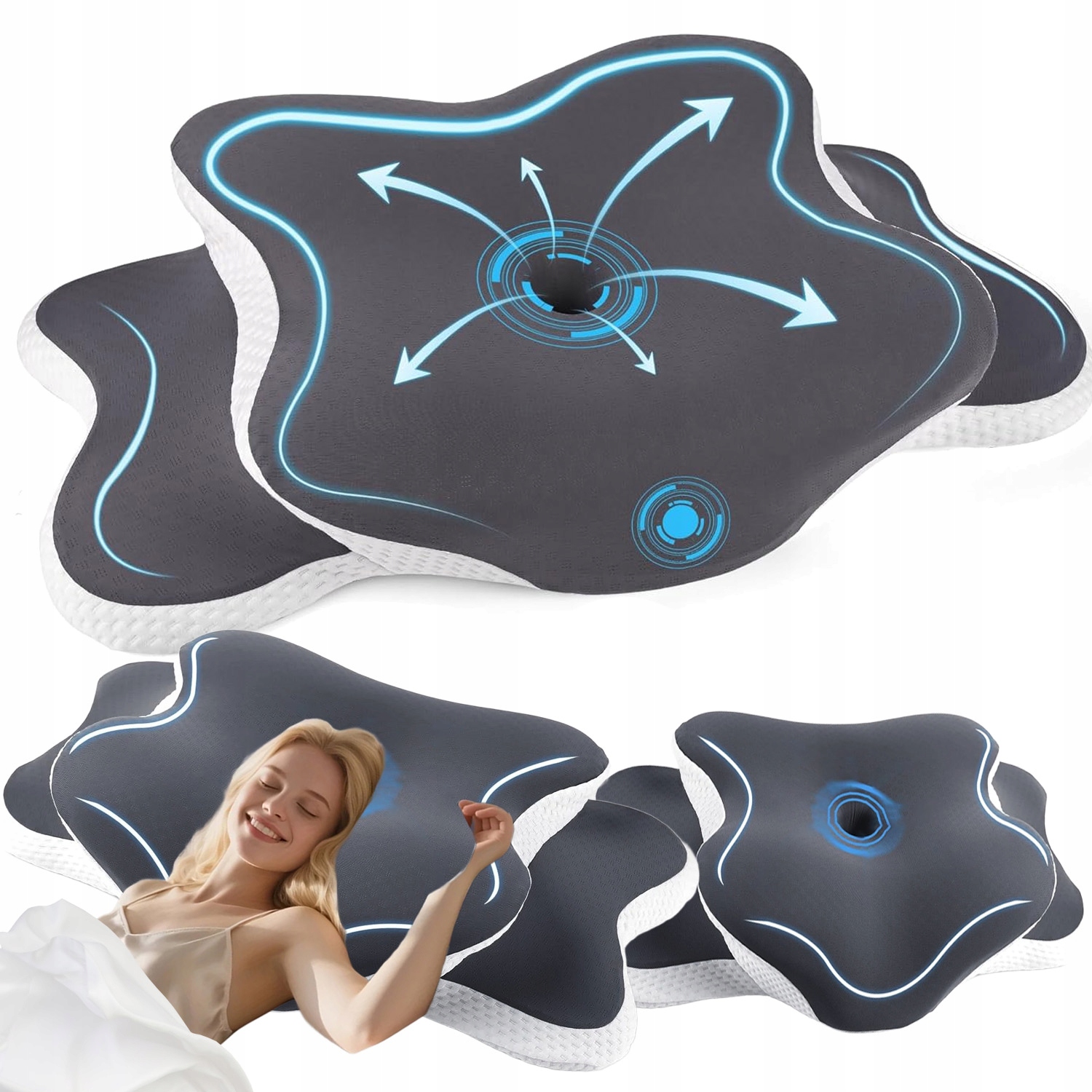 Poduszka pod kark ortopedyczna pianka memory do spania plecach ergonomiczna