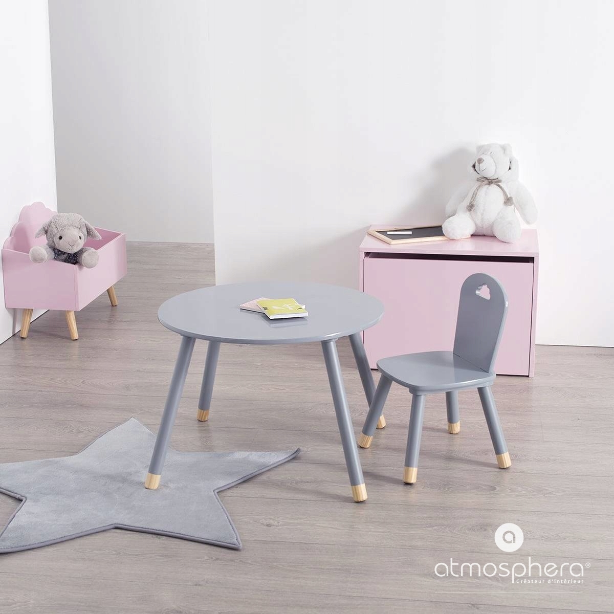 KRZESEŁKO DLA DZIECI SZARE DZIECIĘCE KRZESŁO Z OPARCIEM Kod producenta 127153C