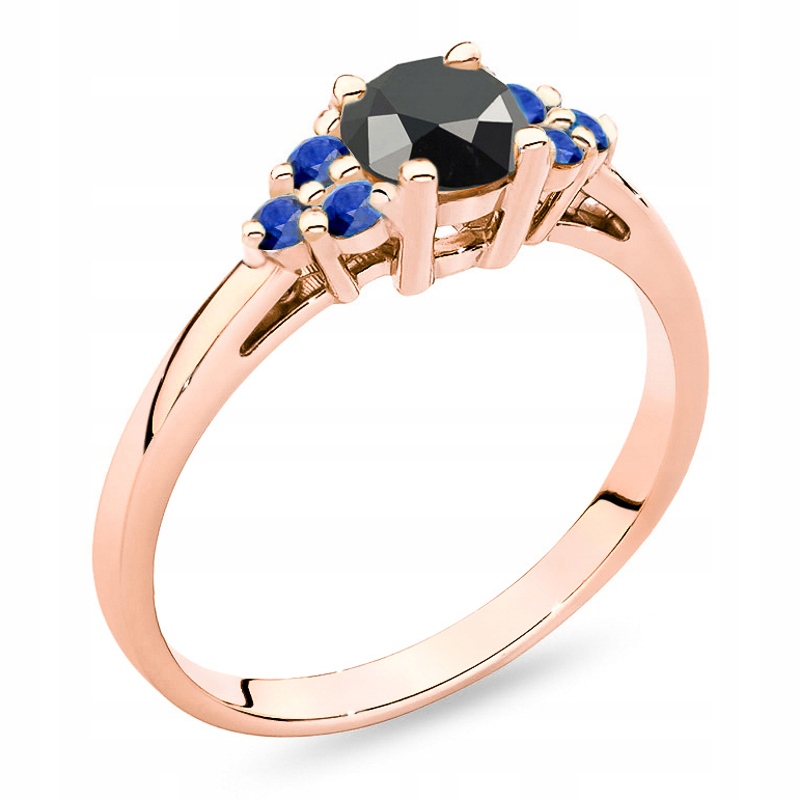 Zlatý Prstýnek s Briliantem 0,50 ct a Safíry