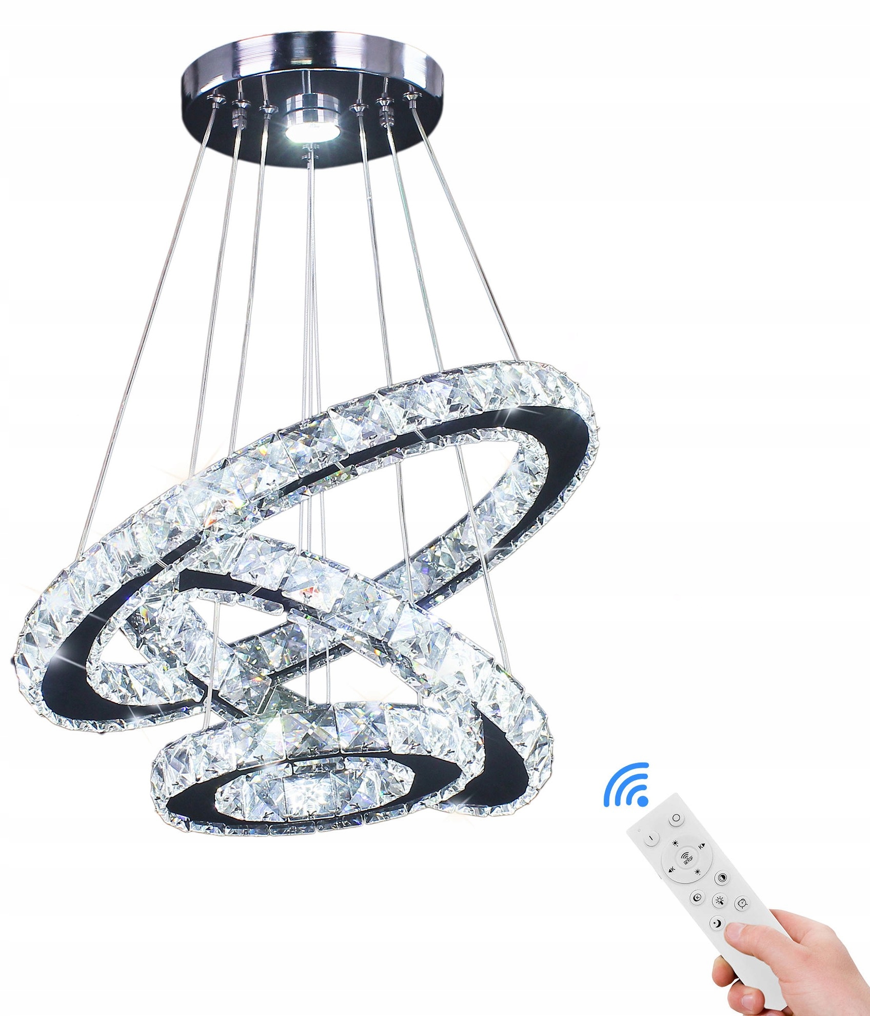 Led stropná lampa Crystal Rings 3 strieborná, Diaľkový Ovládač, Regulácia svetla