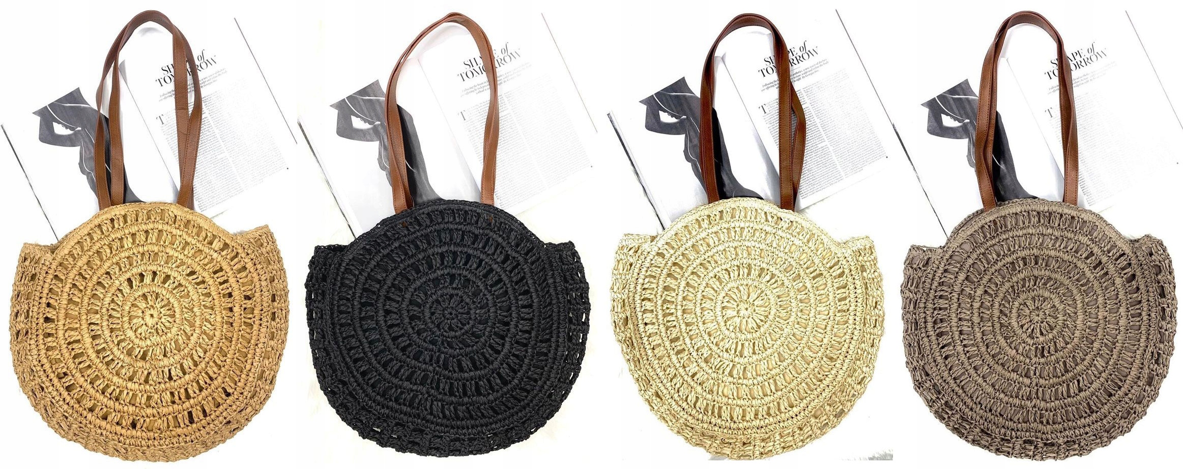 TOREBKA KOSZYK TORBA na RAMIĘ PLECIONA SHOPPER BAG Płeć kobieta