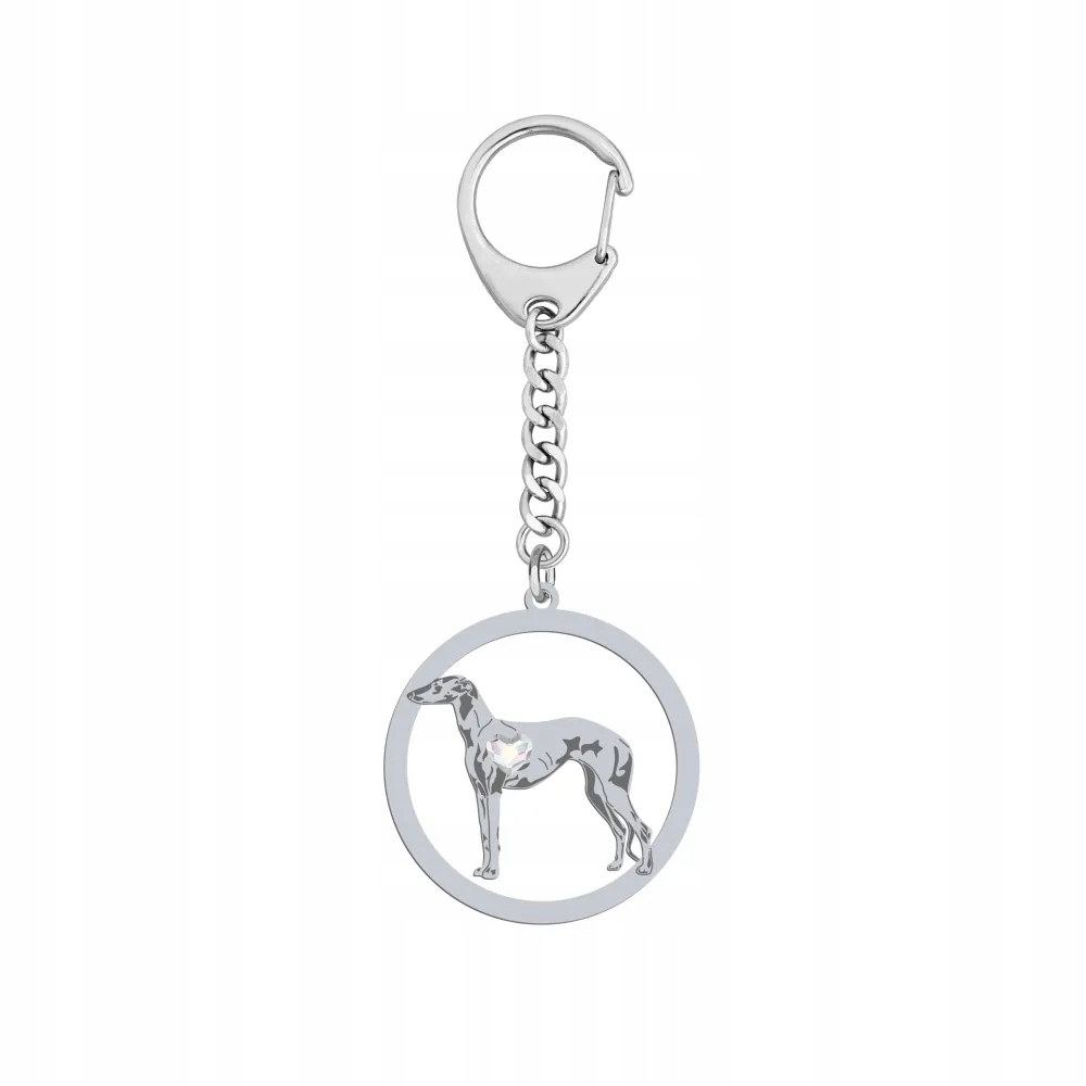 Přívěsek Na Klíče Stříbrný s psem Galgo Espanol 925 Dárek Dedikace Gravírování Bonus