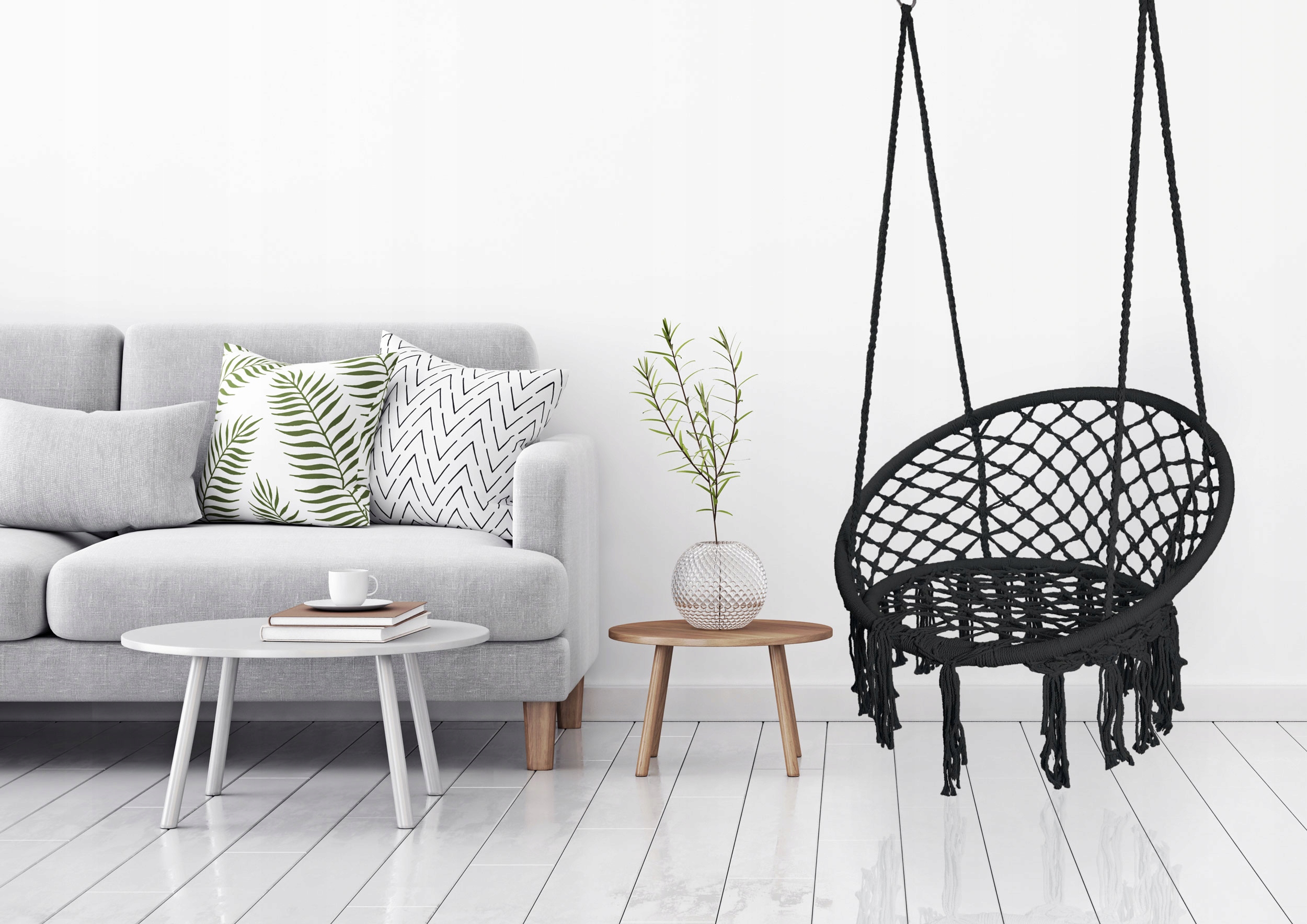 Závěsné Křeslo Houpačka Čapí Hnízdo Zahradní Domácí Pletená Černá