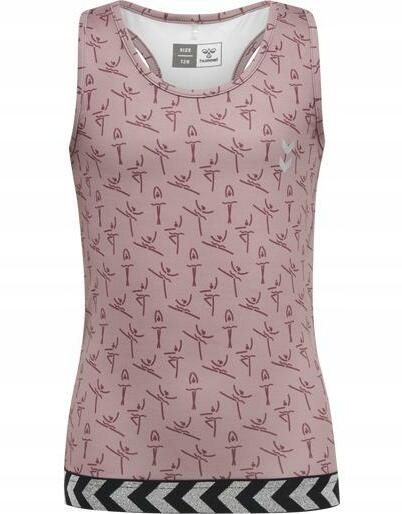 HUMMEL RÓŻOWY TOP BEZ RĘKAWÓW NADRUK POŁYSK KONTRAST ASO HMR__122