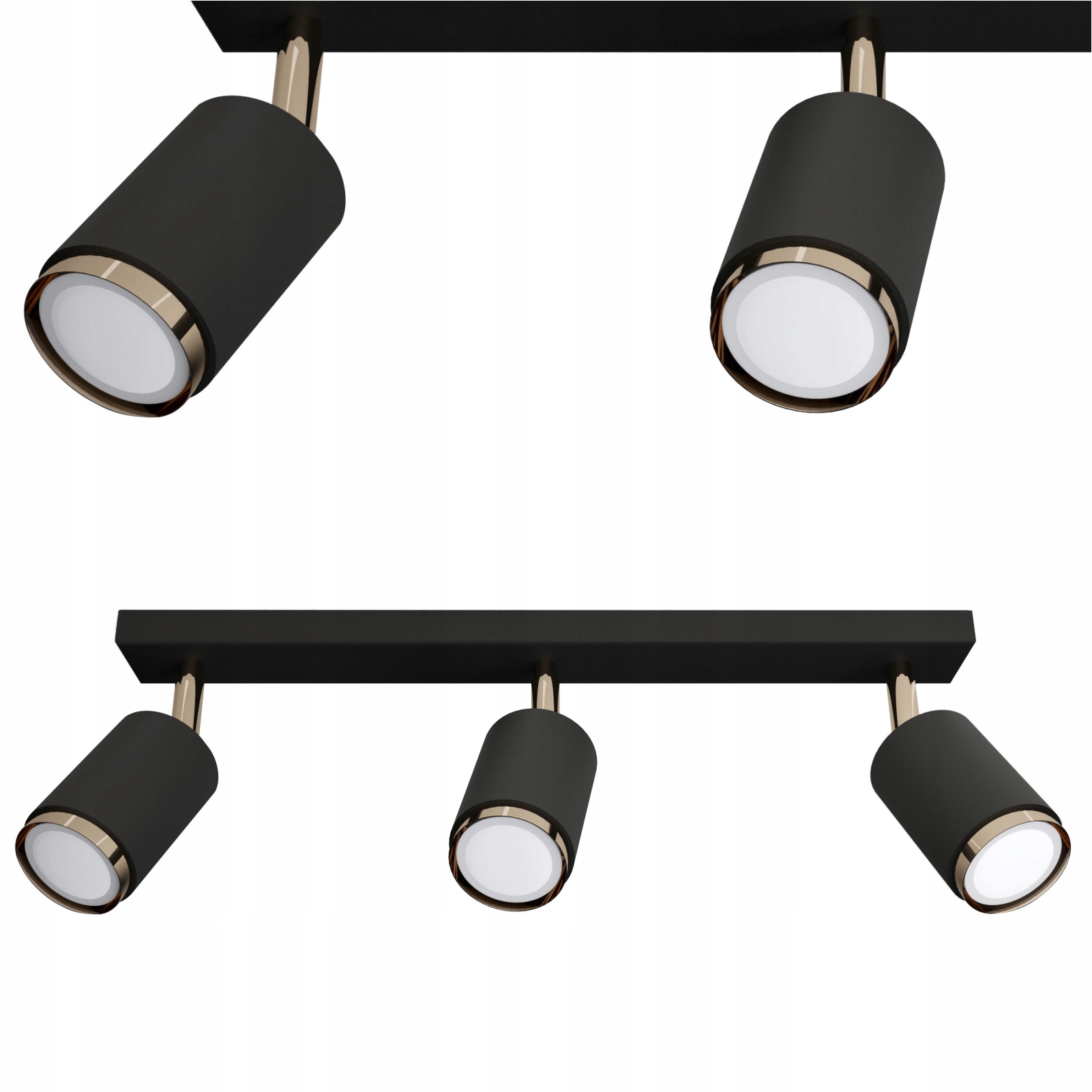 Závesná oceľová lampa Idun 3 bodová 3x GU10 45 cm čierno-zlatá stropné svietidlo