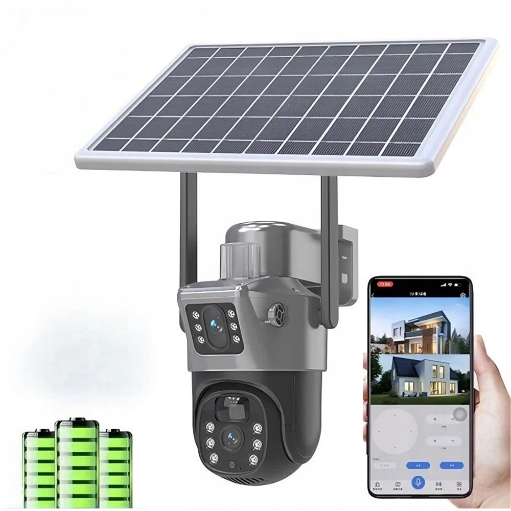 Externá Wifi Solárna Kamera Otočná 2x 3MP S Aplikáciou, Bezdrôtová