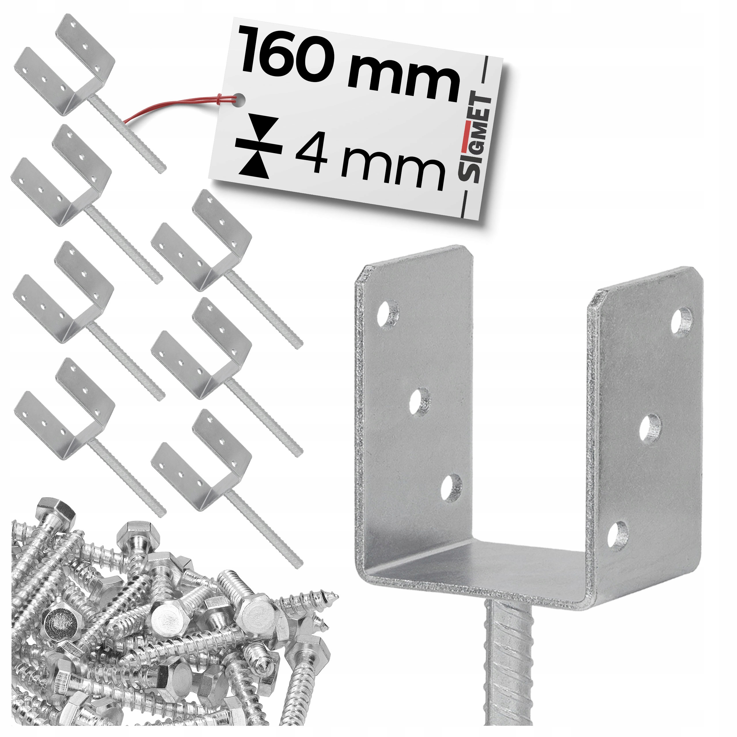 8 x základňa stĺpa 160 mm kotva do betónu pozinkovaná skrutka na montáž