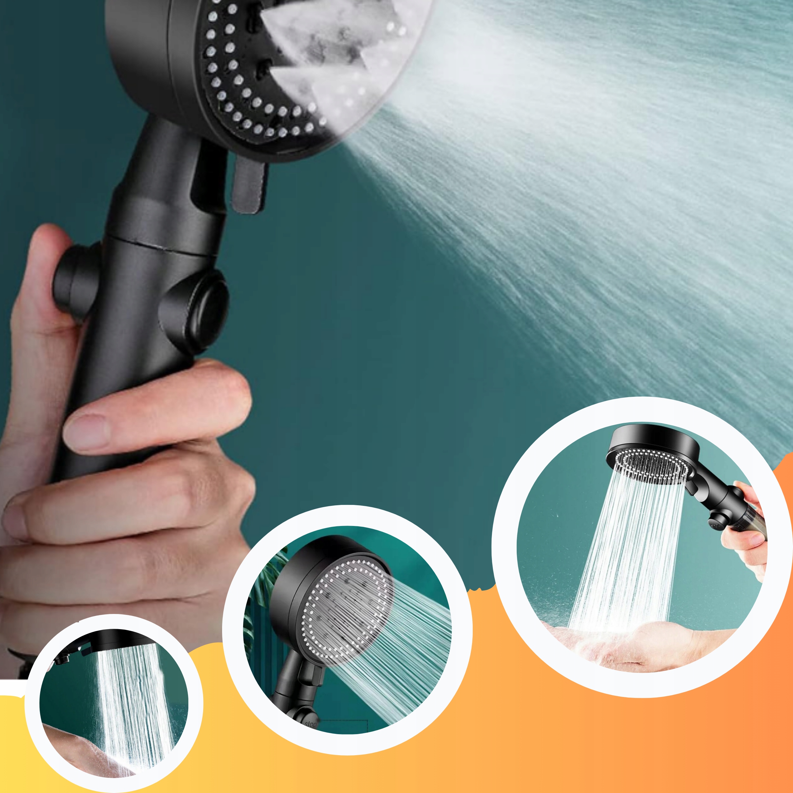 SŁUCHAWKA PRYSZNICOWA CZARNA DO PRYSZNICA UNIWERSALNA SLUCHAWKA Liczba funkcji 5