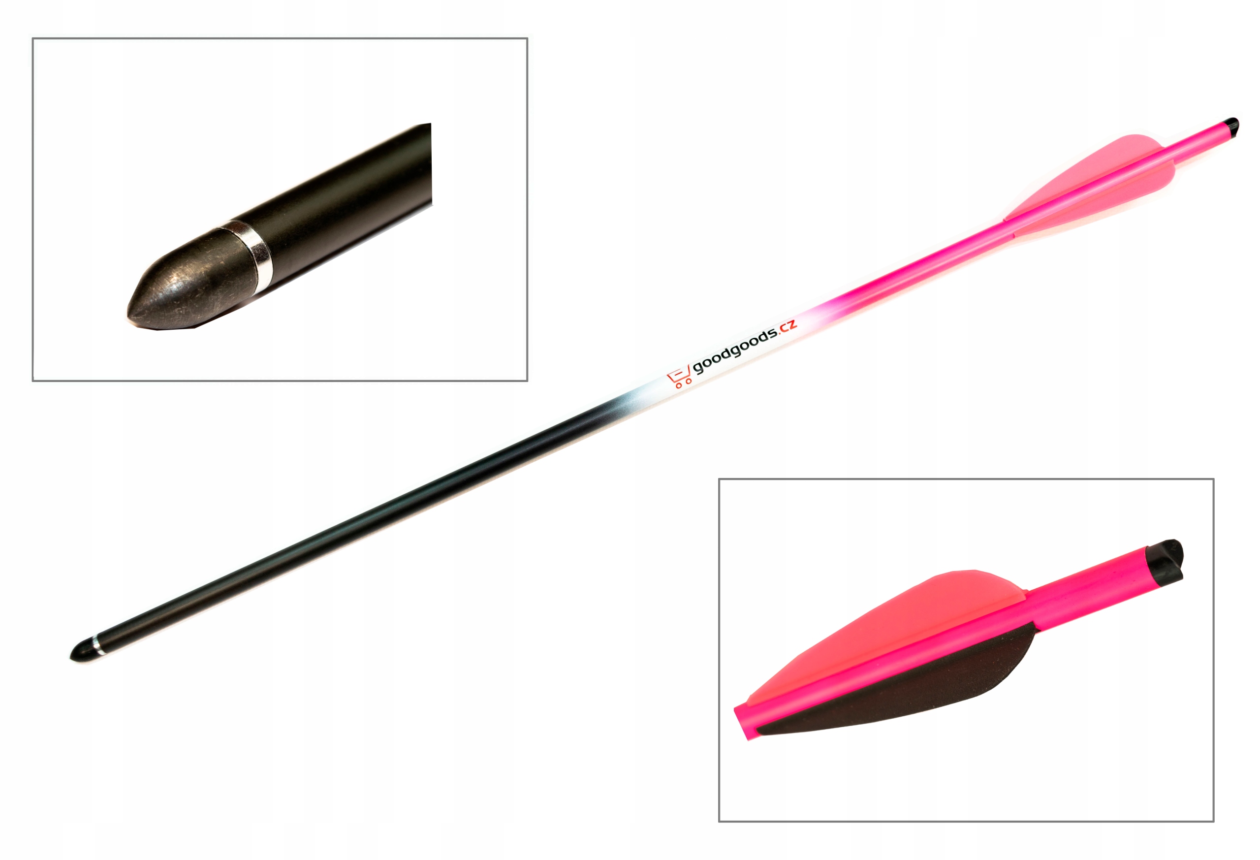 Bełt z karbonu 20" do kuszy z wymiennym grotem 9mm x 50,8cm, różowy