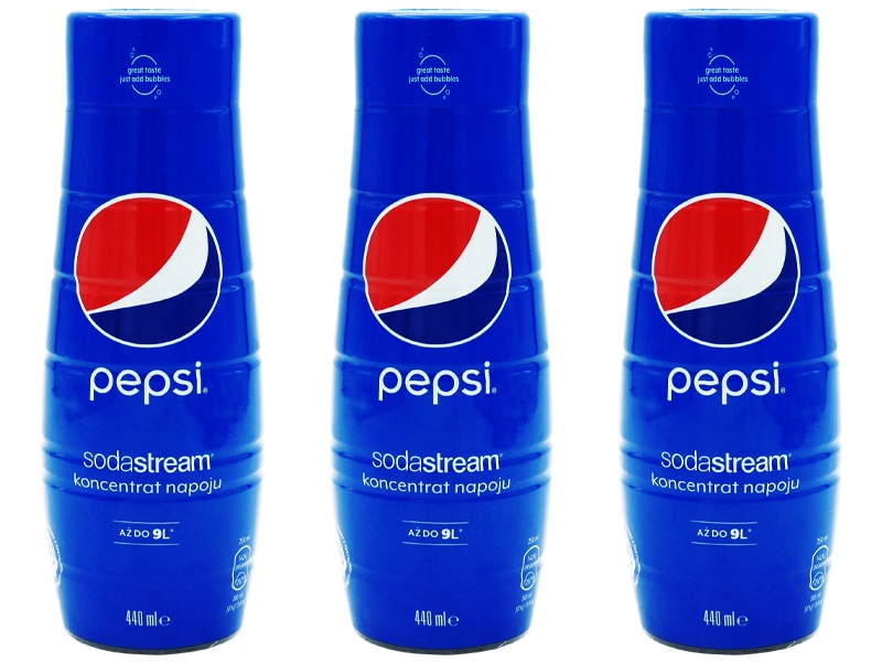 3x SYROP KONCENTRAT PEPSI COLA DO SATURATORA SODASTREAM 9L NAPOJU z 440ml Kolor dominujący niebieski