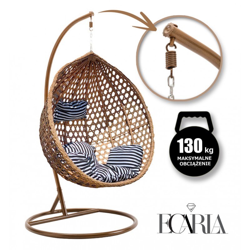 Světlé hnědé závěsné křeslo Tropikal se stojanem