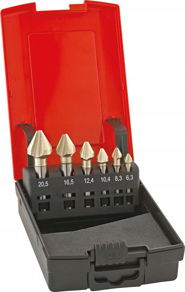 Sada kužeľových a odhrotovacích záhlbovačov 60° s valcovým úchopom