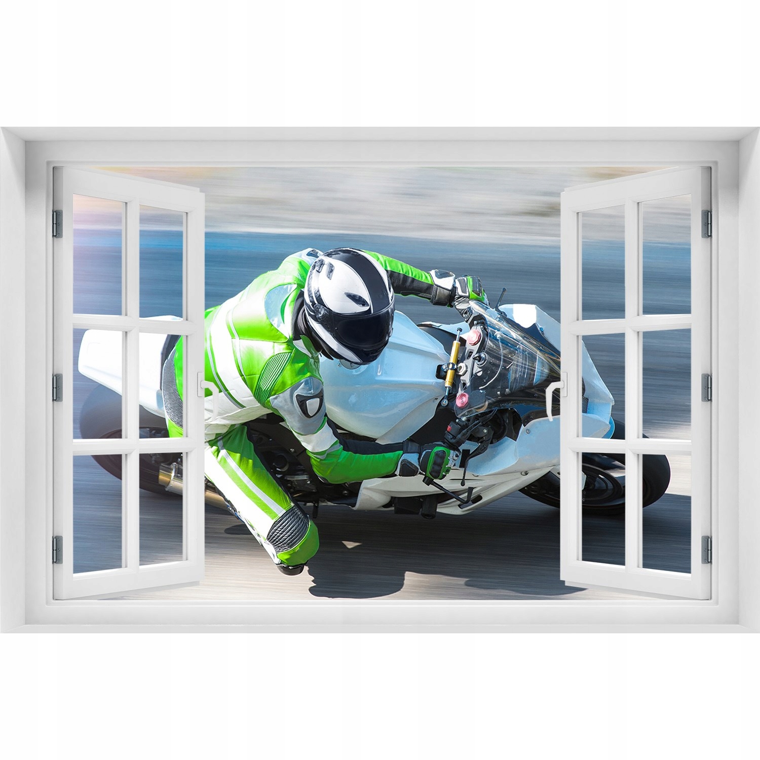 

Naklejka na ścianę 3D Okno Wyścig motocyklowy