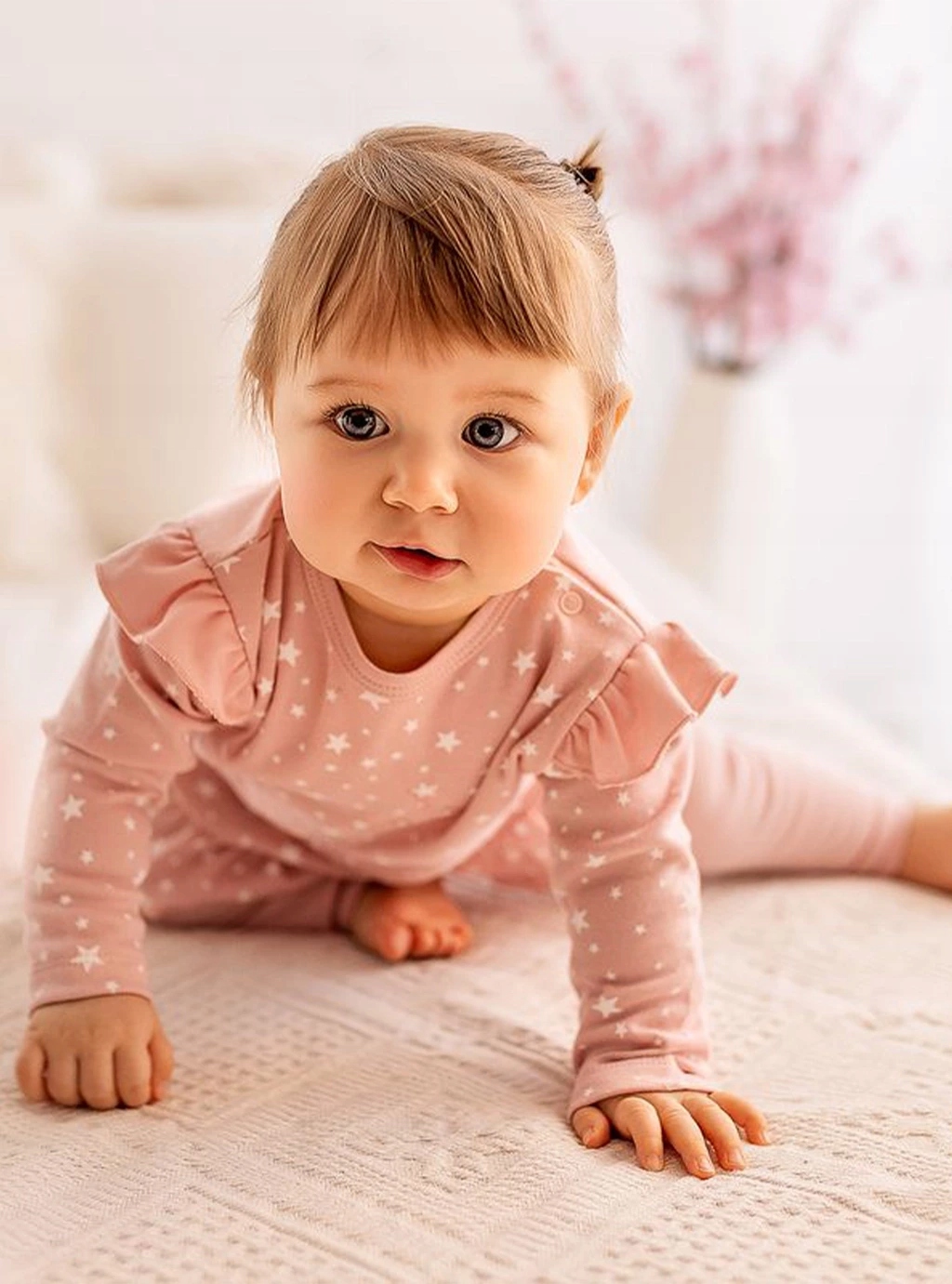 TUNIKA NIEMOWLĘCA Z FALBANKĄ BAWEŁNA GWIADKI STARS R. 74 Rozmiar 74